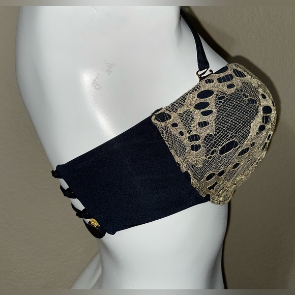 Beach Bunny Bikini Top Take Me There Bikini BB Bikini Gold Lace Bikini NEW - Picture 14 of 16